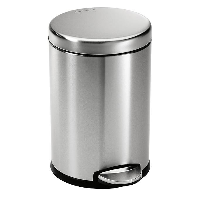simplehuman White 1.2 gal. Round Step Trash Can | The Container Store