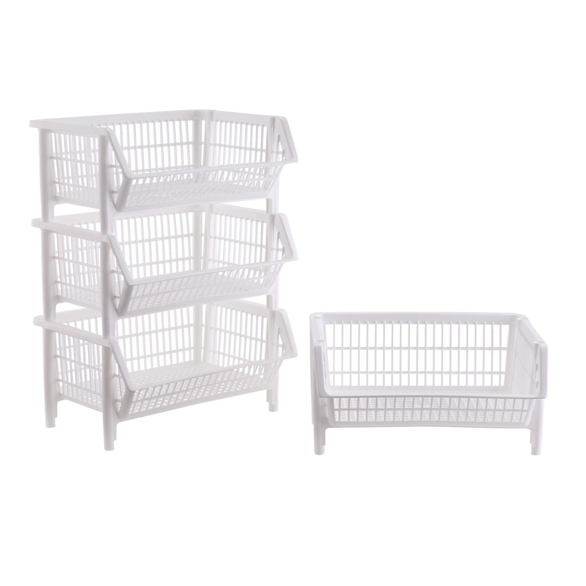 Case of 4 Our Large Stack Baskets White