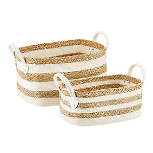 Seagrass and Cotton Baskets with Handles