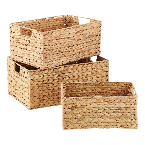 Natural Water Hyacinth Bins Set of 3 The Container Store