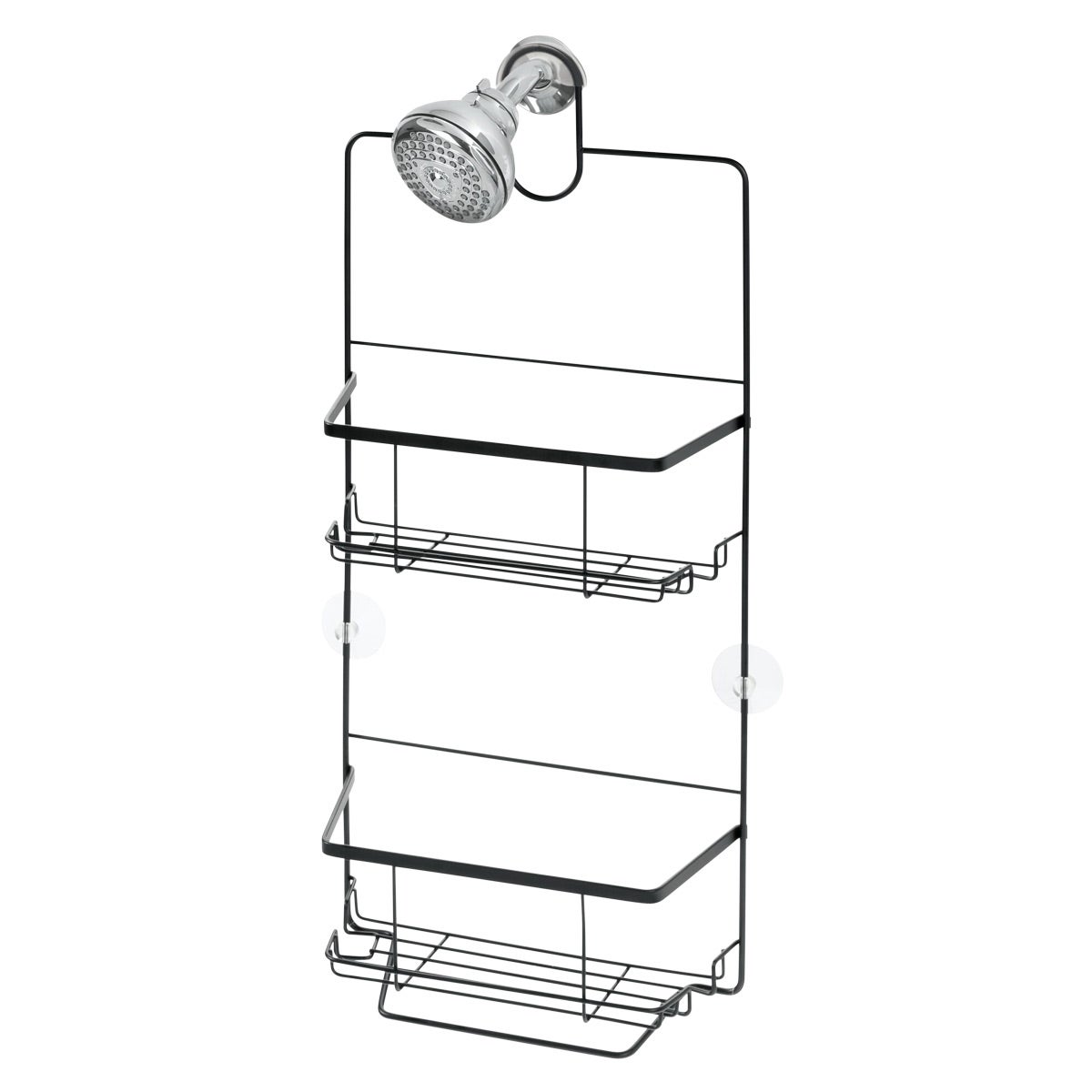 iDesign Everett Matte Black PushLock Suction Shower Caddy The