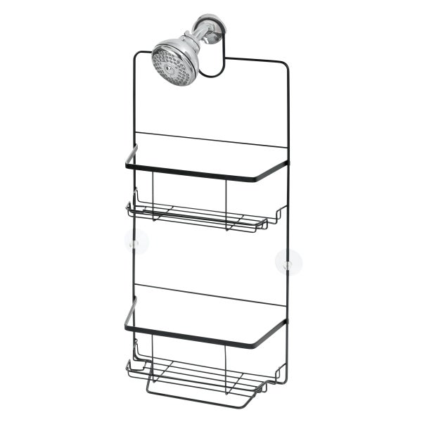 iDesign Everett Matte Black PushLock Suction Shower Caddy The