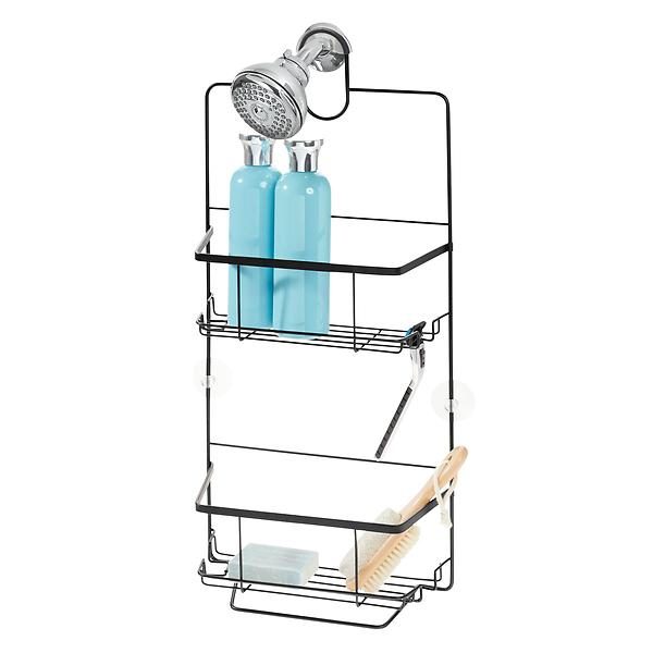 iDesign Everett Matte Black Push-Lock Suction Shower Caddy | The ...