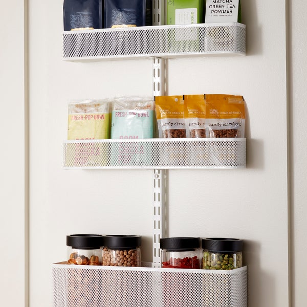 Elfa Classic White WalkIn Pantry with Door & Wall Rack The Container