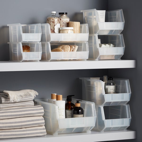 Utility Narrow Stackable Plastic Bins The Container Store