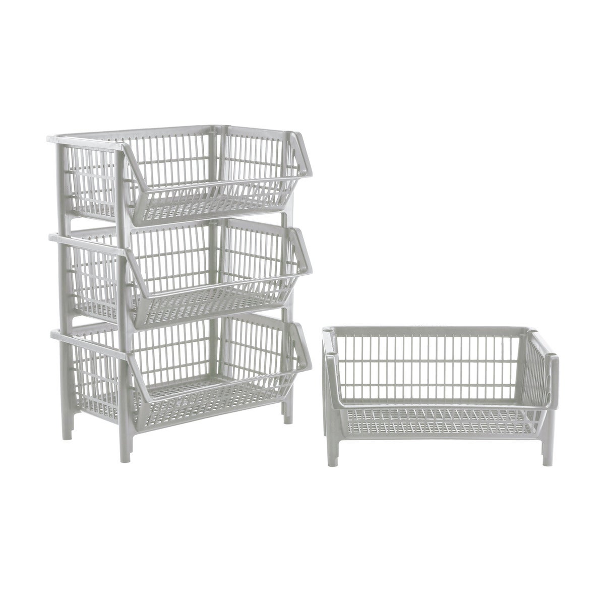 Case of 4 Our Basic Stack Basket Light Grey