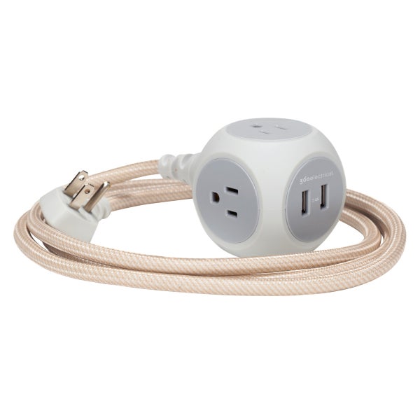360 Electrical Habitat Extension Cord with USB The Container Store