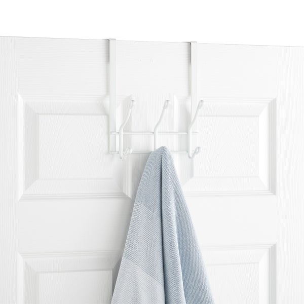 White Over the Door 3-Hook Rack
