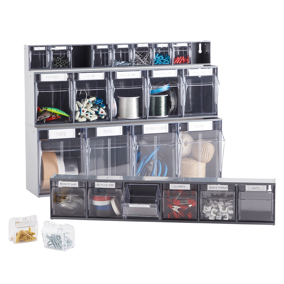 STORAGE TIP OUT OPEN BIN BINS 9 COMPARTMENT STACKABLE or WALL MOUNT ORGANIZER 