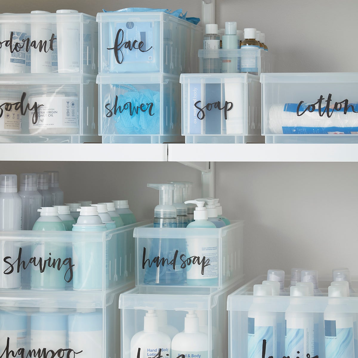 clear plastic stackable storage bins