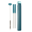 OXO 4pc Reusable Stainless Steel Straws with Brush and Case` Green