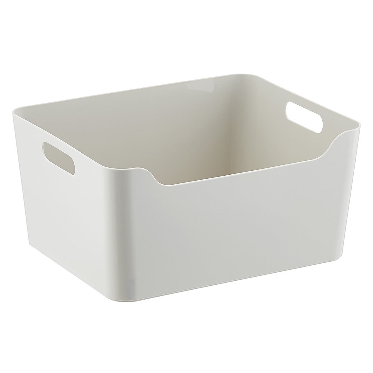 Large Plastic Storage Bin w/ Handles Light Grey