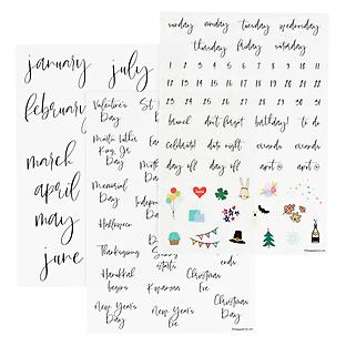 Removable Calendar Calligraphy Decals