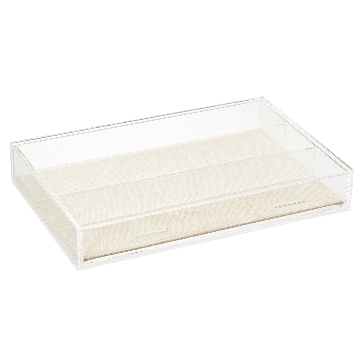 The Container Store 3-Compartment Wide Luxe Acrylic Jewelry Drawer Clear/Linen
