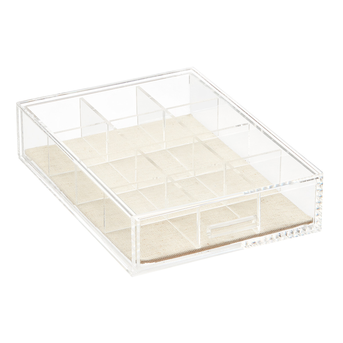 The Container Store 12-Compartment Narrow Luxe Acrylic Jewelry Drawer Clear/Linen