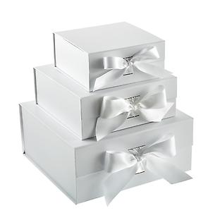White Collapsible Box with Bow