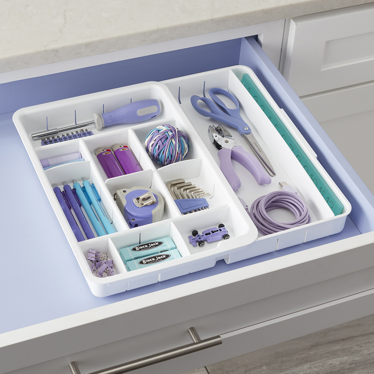 YouCopia Expandable Utensil Tray DrawerFit Organizer White One Size 
