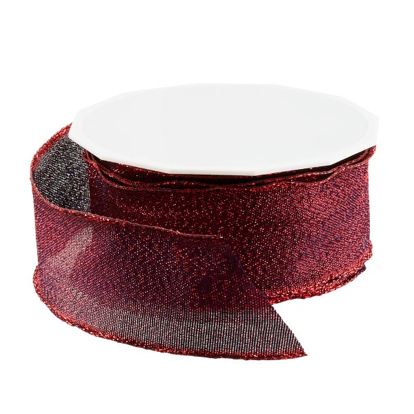 Red Shimmer Wired Ribbon