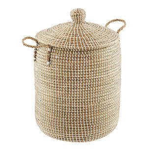 White Seagrass Hamper with Lid