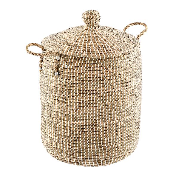 White Seagrass Hamper with Lid
