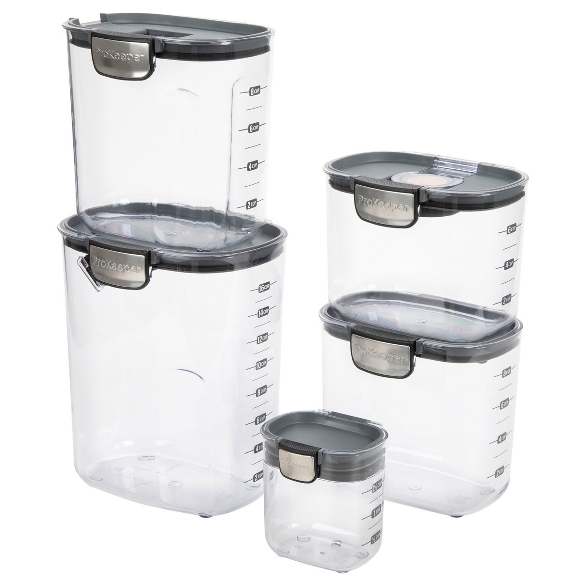 Progressive ProKeeper Bäcker-Set - 6 Luftdichte Vorratsdosen Für Mehl, Zucker & Mehr, Mit Messmarkierungen
