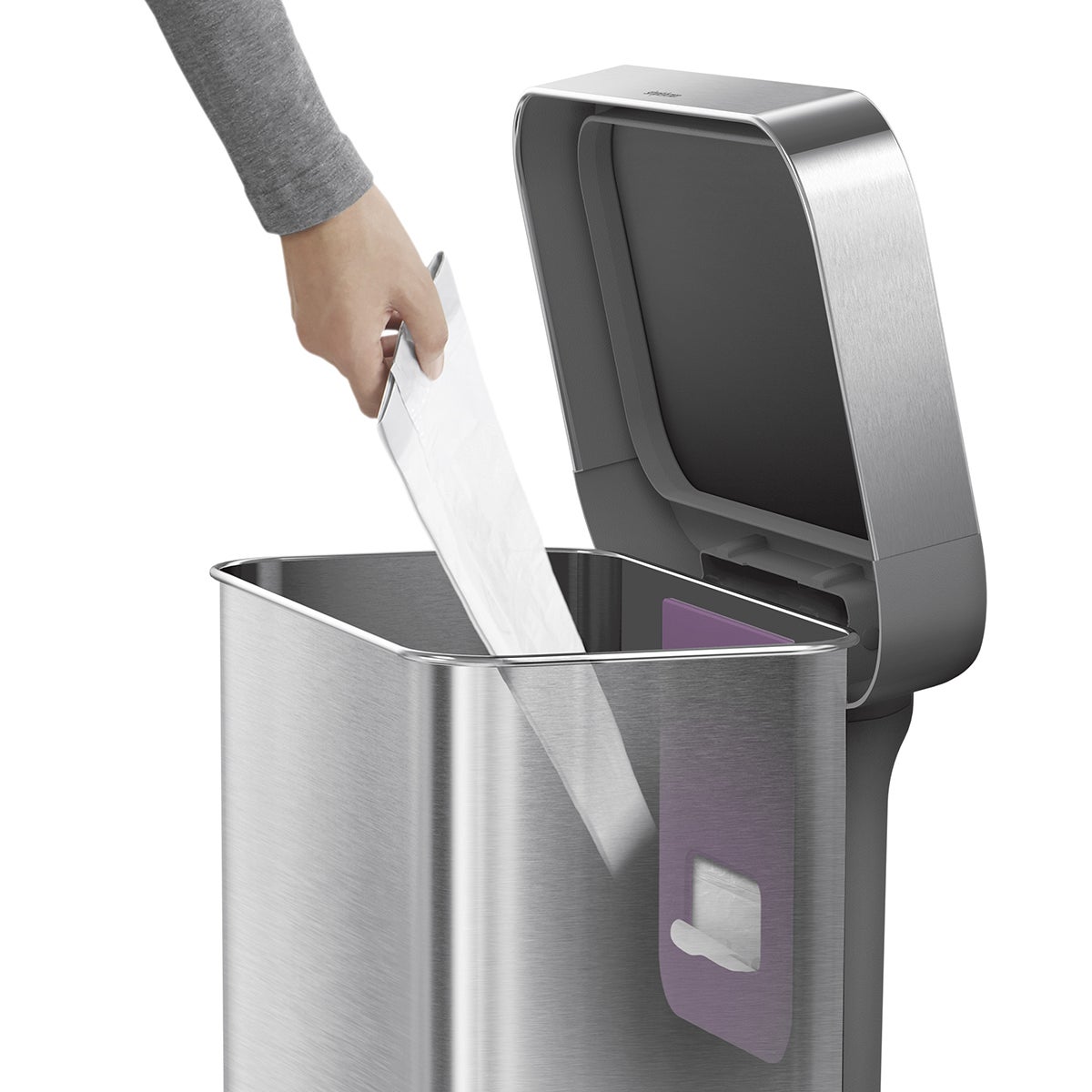 simplehuman Stainless Steel 14.5 gal. Rectangular Trash Can with Liner Pocket The Container Store