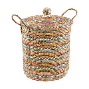 Rainbow Seagrass Hamper with Lid