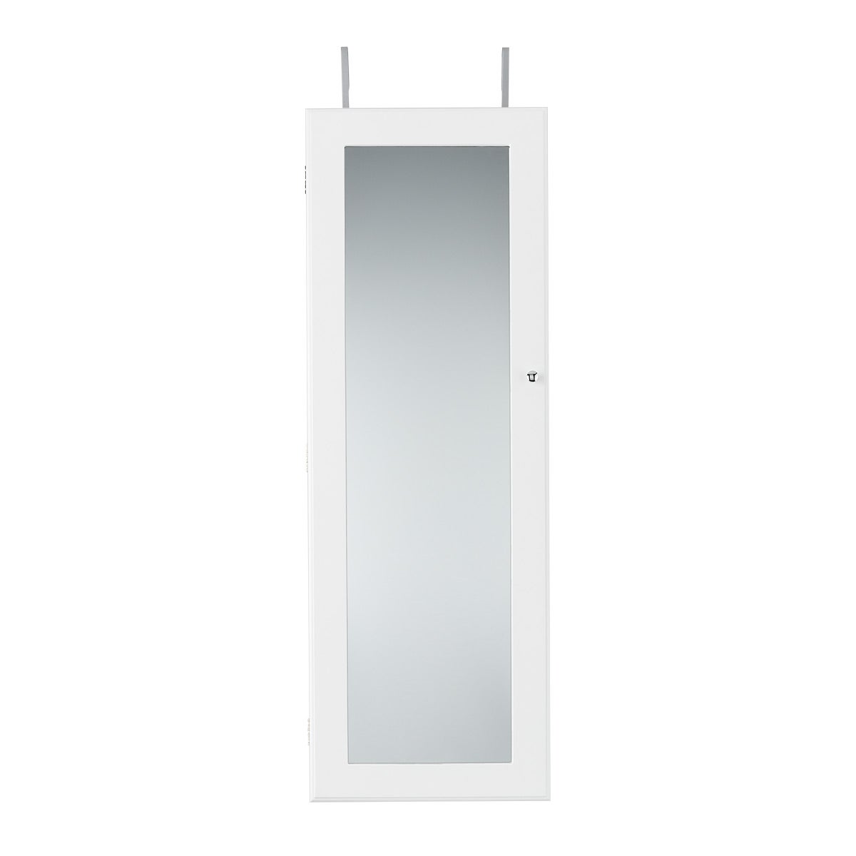 White Over the Door Mirror & Jewelry Organizer
