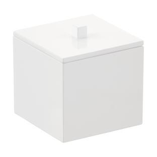 Medium White Square Lacquered Canister