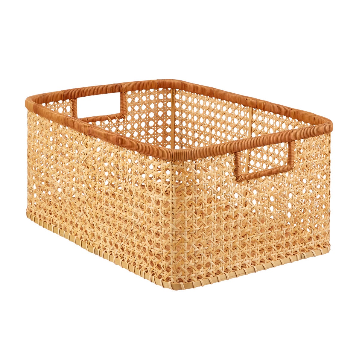 The Container Store Large Albany Rattan Cane Bin Natural