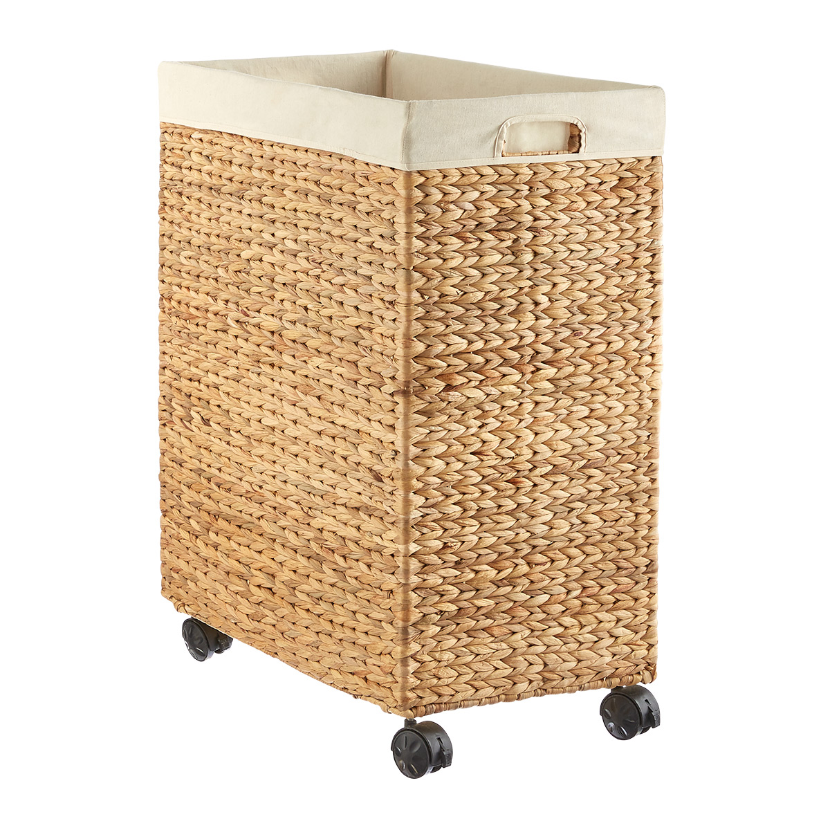 Water Hyacinth Rolling Laundry Cart Natural
