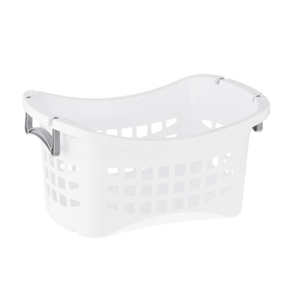 White Stackable Laundry Basket with Grey Handles The Container Store