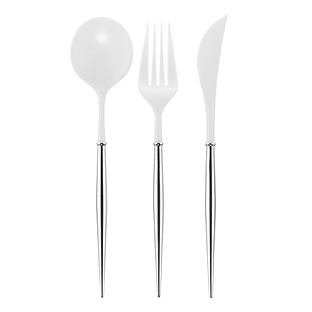 Bella Plastic Cutlery  White & Gold – Clementine WP