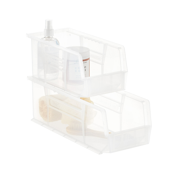 Utility Extra Narrow Stackable Plastic Bins  Garage storage organization,  Container store, Plastic bins