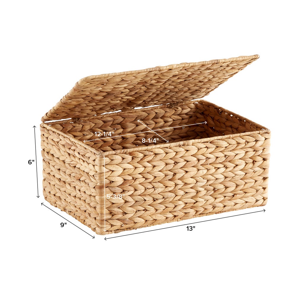 Small Water Hyacinth Storage Box with Hinged Lid The Container Store