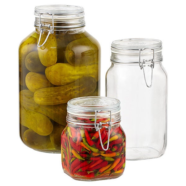 Square Spice Jars with Hermetic Lids, 4-Pack