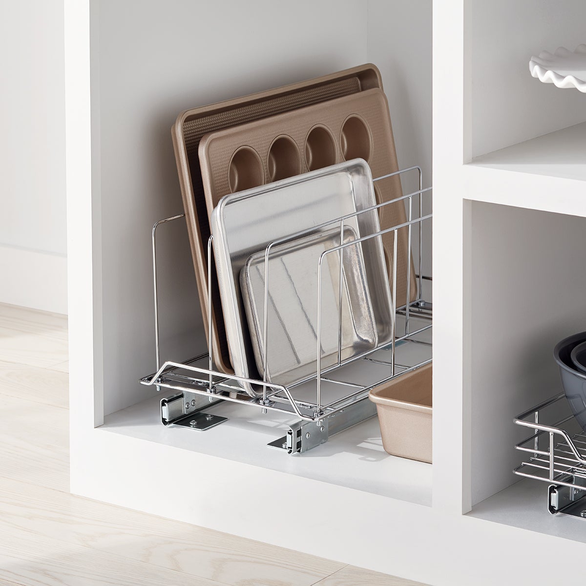 Chrome RollOut Bakeware Organizer The Container Store
