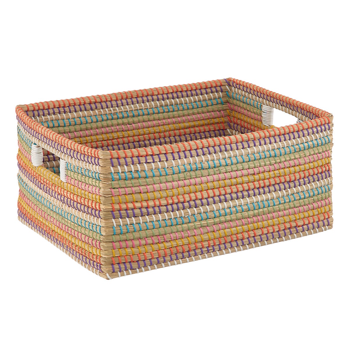 The Container Store Large Seagrass Bin Rainbow