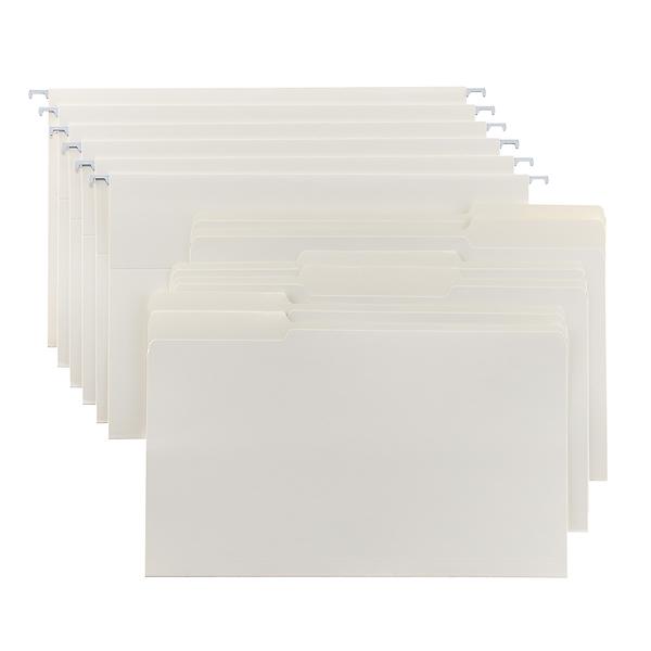 White Legal-Size Interior and Hanging File Folders Set of 12