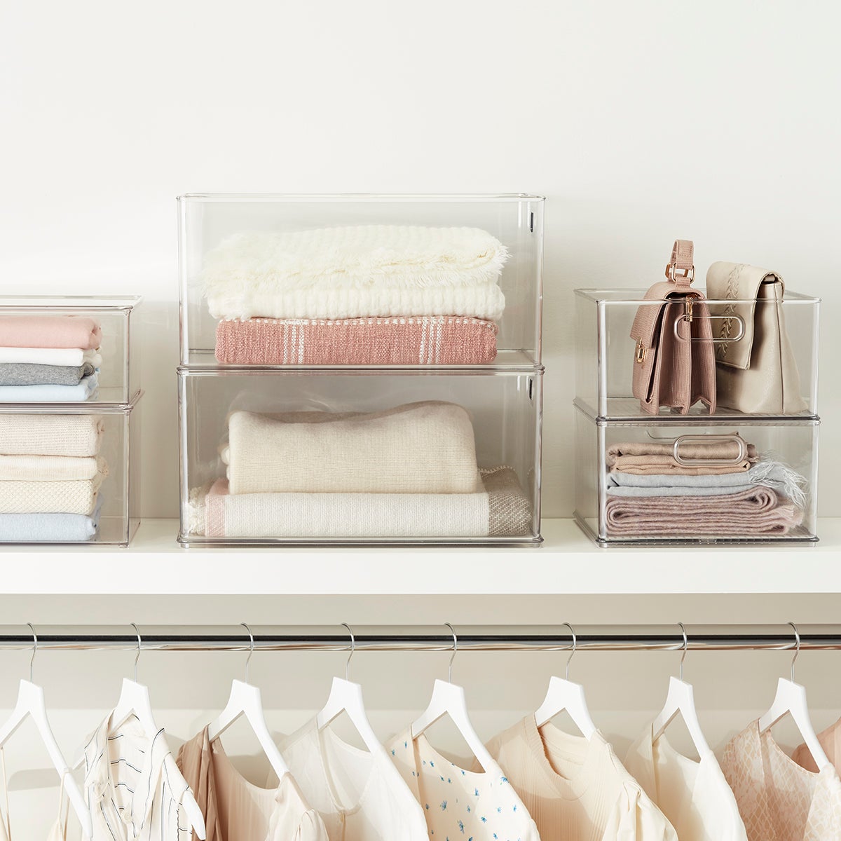 iDesign Clear Stackable Closet Bins The Container Store
