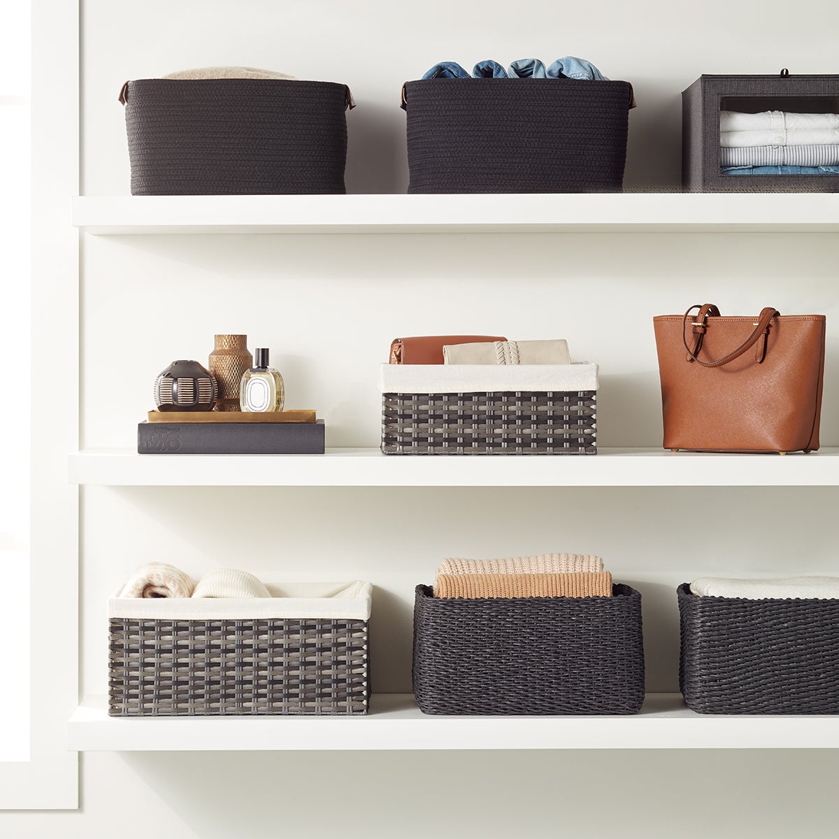 Cotton Rope Bin with Snap Handle The Container Store