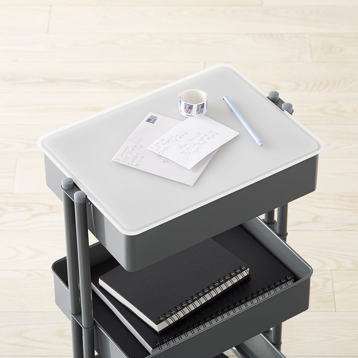 Clear 3Tier Rolling Cart Reversible Organizer Lid The Container Store