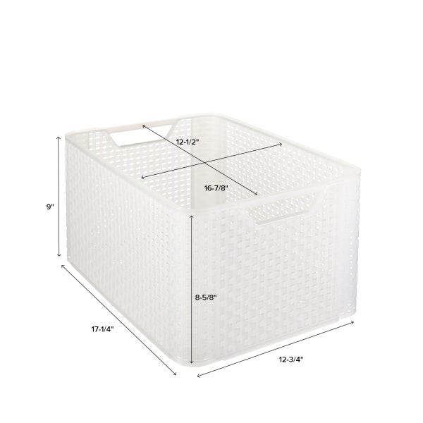 Curver White Basketweave Storage Bin with Handles The Container Store