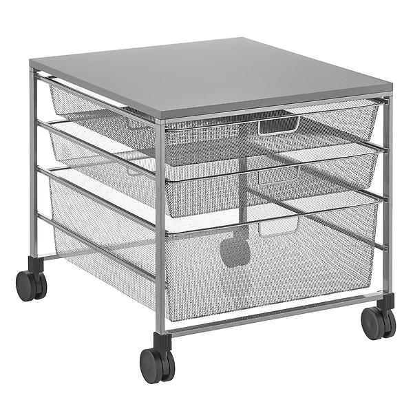 Elfa Mesh Rolling Cart with Drawers