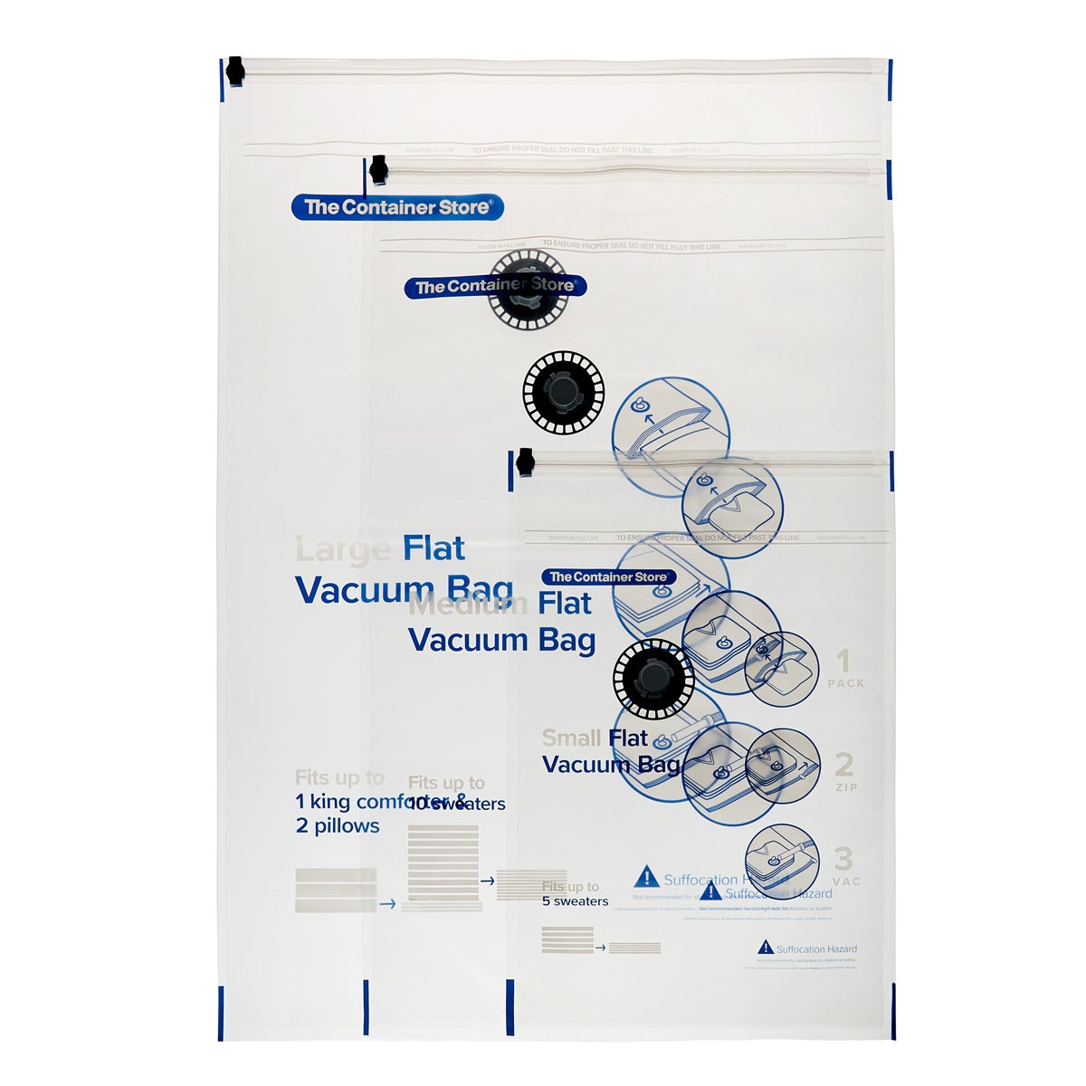 Variety Pack Flat Vacuum Bags Set of 3 The Container Store