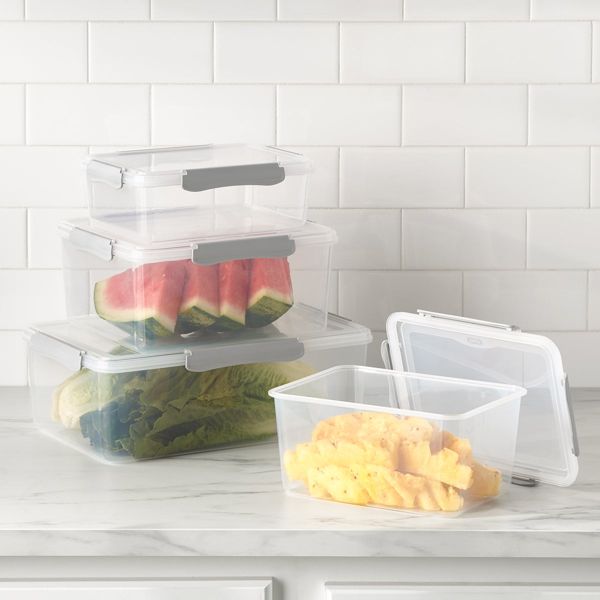 Plastic Food Containers with Grey Clips The Container Store