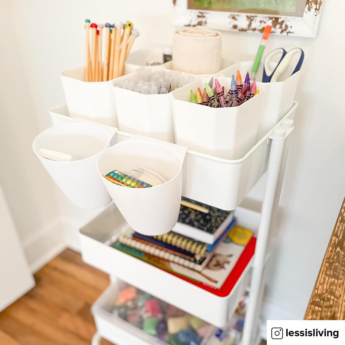 White 3Tier Rolling Cart Hanging Organizer Cup The Container Store