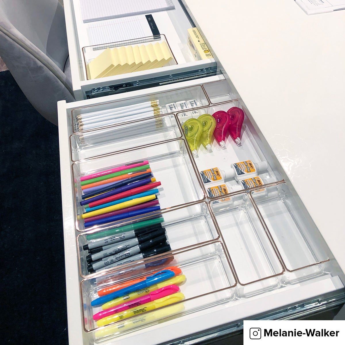 Clear Acrylic Stackable Drawer Organizers Copper Trim Set of 5 The