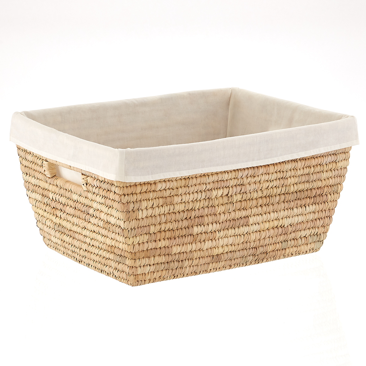 Rectangular Tapered Palm Leaf Laundry Basket Natural