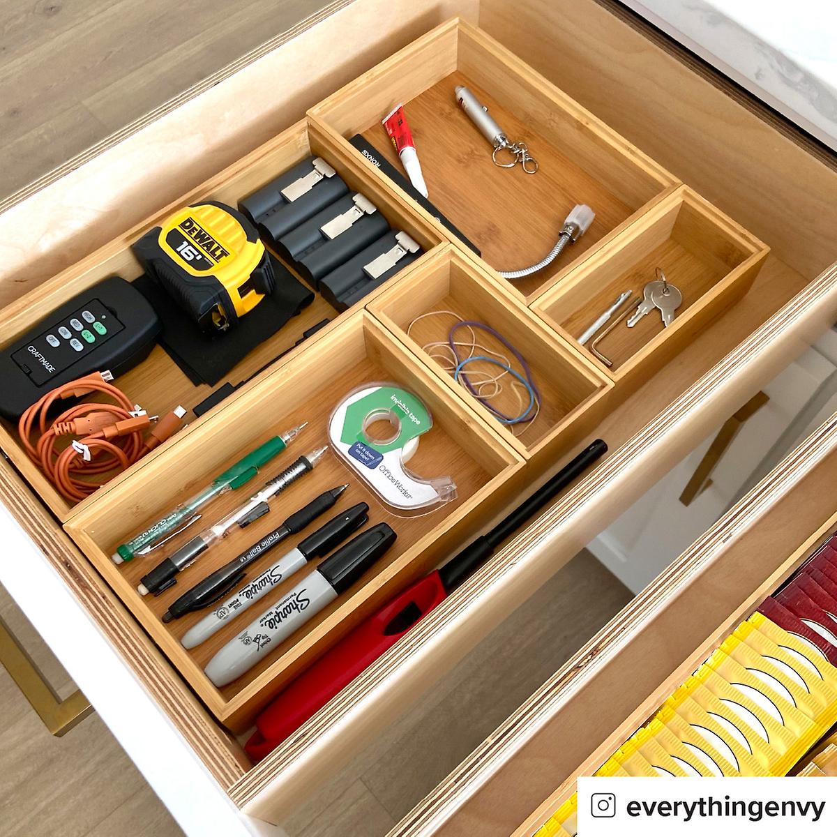 Stackable Bamboo Drawer Organizers | The Container Store